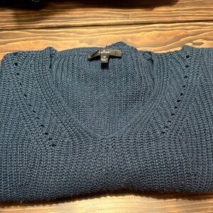 Lulu's Teal Blue V-Neck Women's Sweater
